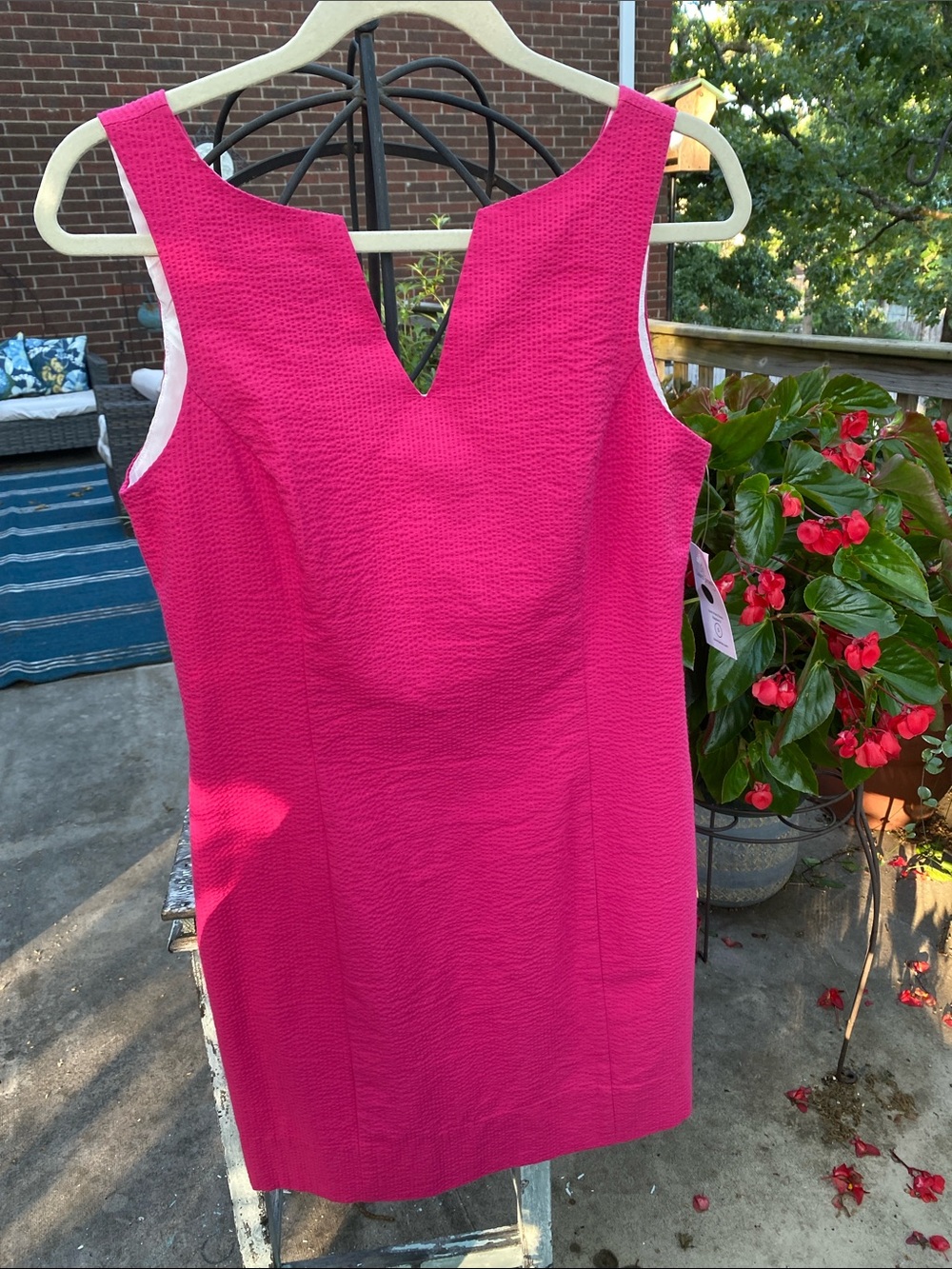 Draper James Hot Pink Sheath Mini Dress V-neck Sleeveless